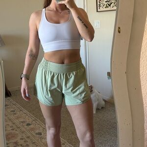 Lulu lemon light green hotty hot high rise lined shorts
